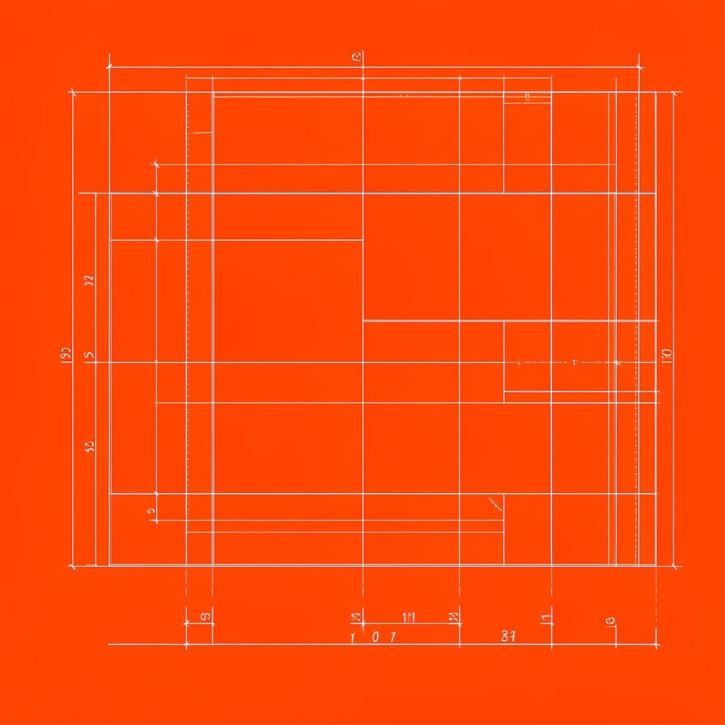Soft blue technical blueprint sketch of a school building with warm tan accents, clean lines on a pale background