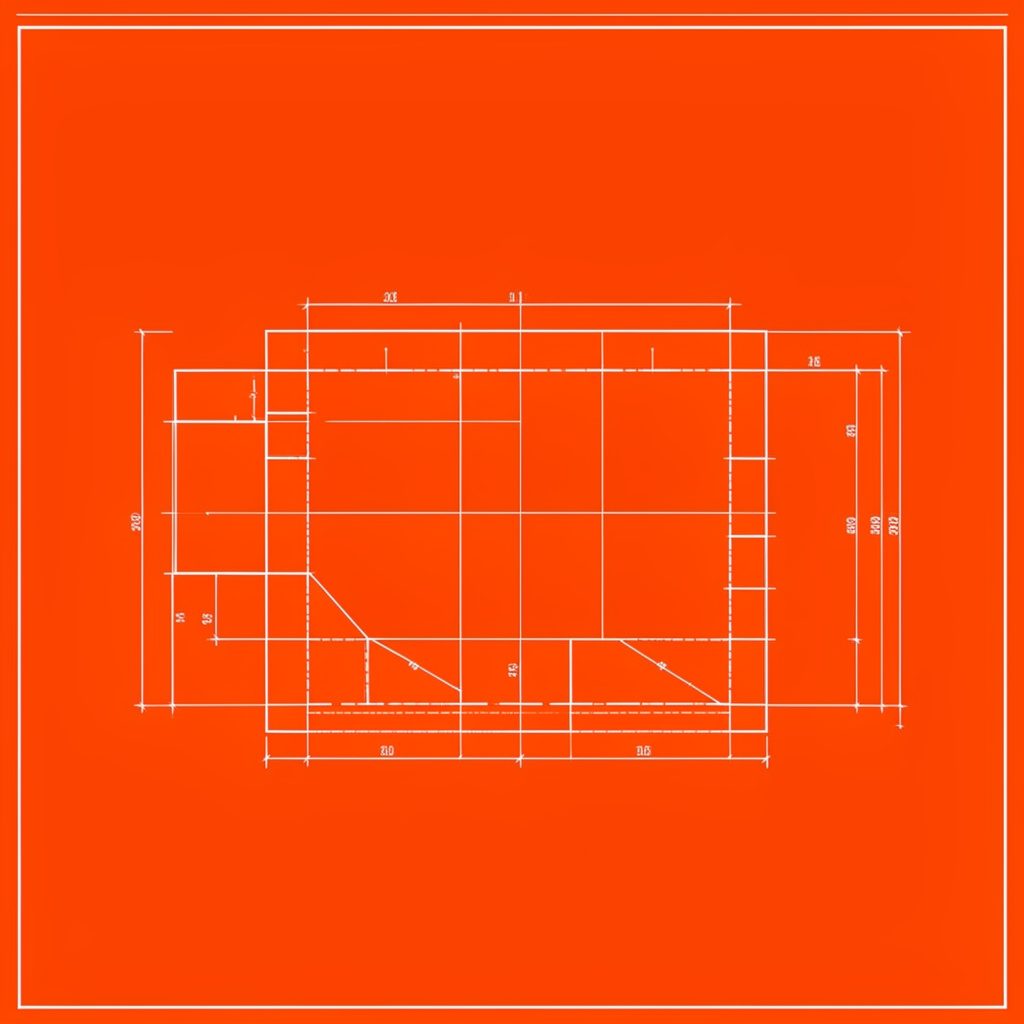 Warm, abstract technical blueprint sketch in navy and tan, evoking school design and community planning