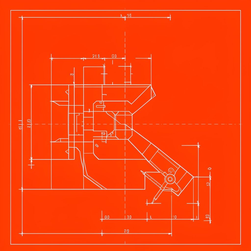 Abstract technical blueprint of a stage with flowing curves and warm beige and navy tones, evoking creative performance